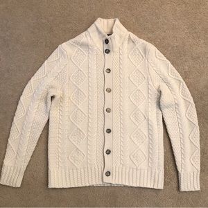 Brooks Brothers Merino Italian Wool Cardigan Sweater Aran Cable Knit Adult Large